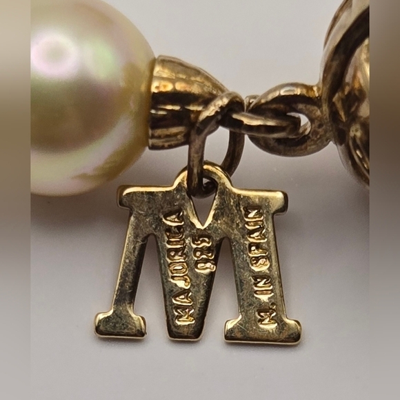 Majorica Pearl Necklace & Earrings Set 925 Vermeil Gold – Box & Papers - Picture 13 of 16